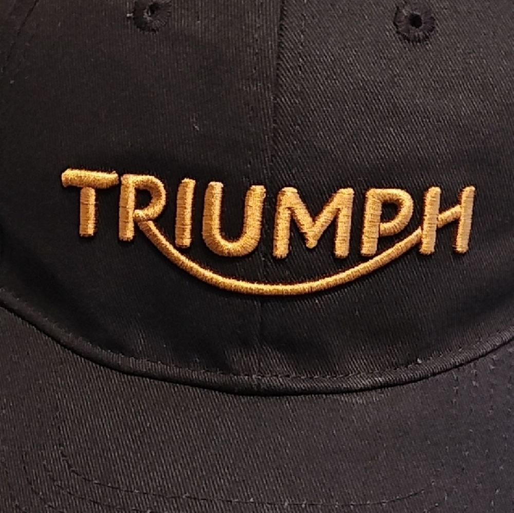 Triumph Motorcycles Cap - Black  with Gold Embroidered Logo & Slogan